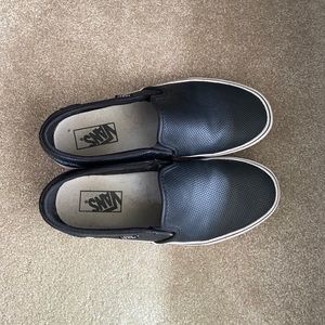 Black leather slip on vans